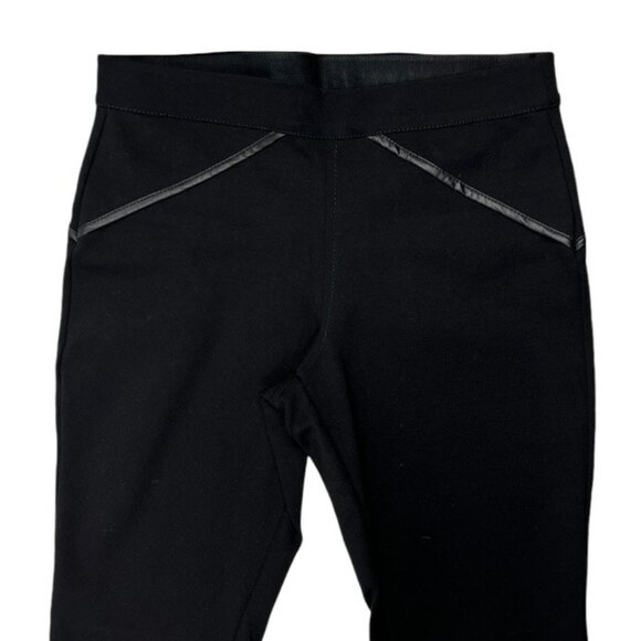 Max Studio Black Skinny Pants Leggings Faux Leather Trim Pull on Size Small - Picture 10 of 12